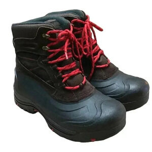 Khombu Mens 9 Leather Thermolite Lace Up Snow Pack Boots Brown Black NEW